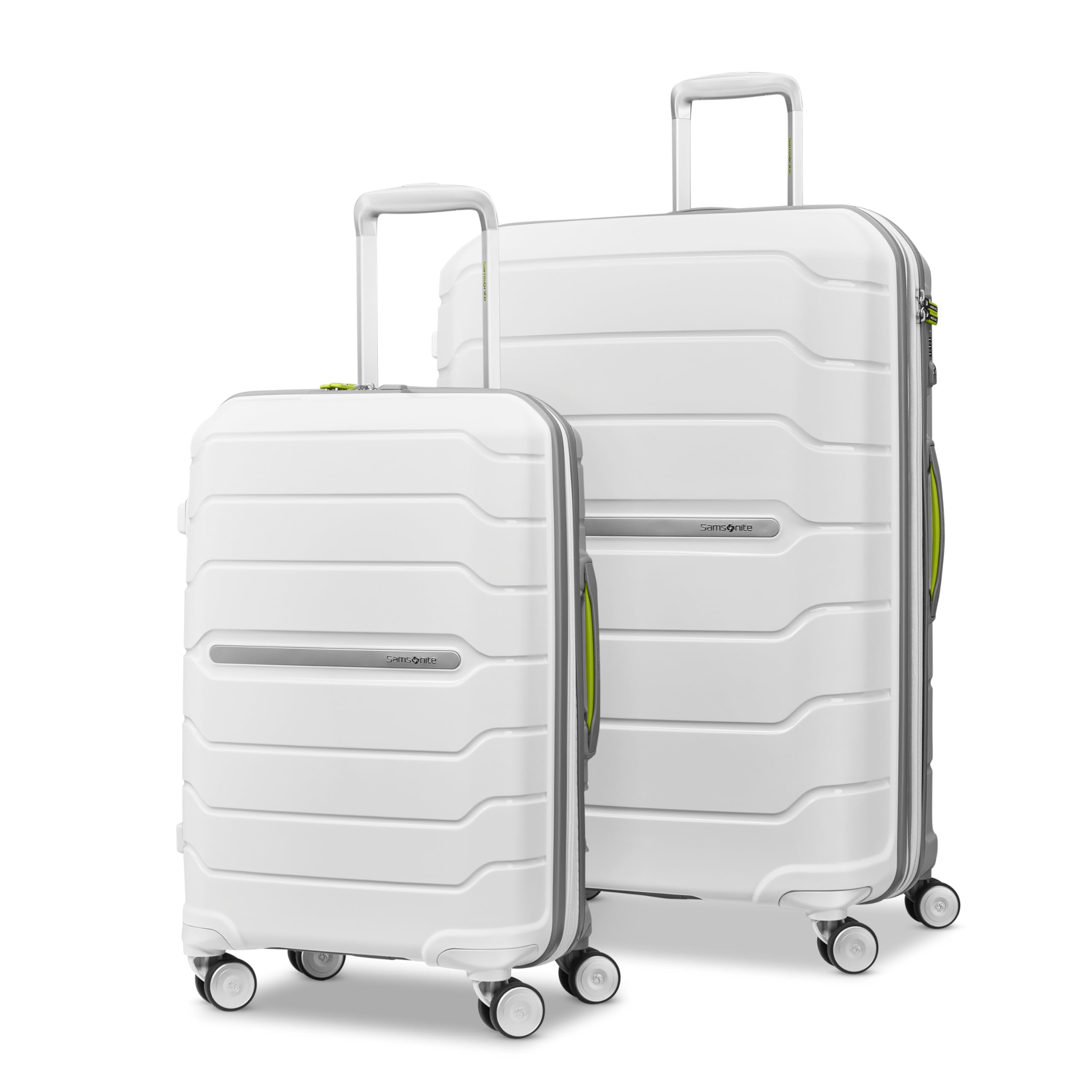 Samsonite Freeform 2-Piece Luggage Set - Carry-On & Large Checked Luggage with Dual Spinner Wheels - Durable Polypropylene Hardshell - TSA Lock, Airline-Approved - Expandable Hard Shell - White/Grey