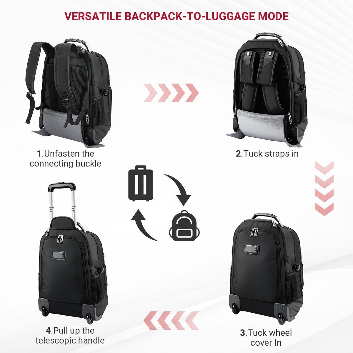 star cloud Rolling Backpack with Wheels, USB & Type-C Charging Port, 21x14x9 Water Resistant Wheeled Backpack, 17.3" Roller Laptop Backpack, Carry On Luggage for Business Travel College Work Bag