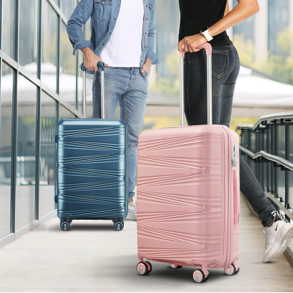 TRAVELEO 4 Piece Expandable Hardshell Pink Luggage Sets with Spinner Wheels, Lightweight Travel Suitcase Set with TSA Locks, 20 inch Carry On for Women (Pink, 4 Piece Set)