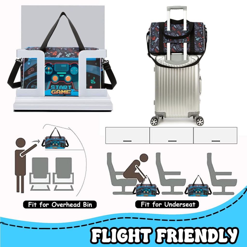 Homskiii Kids Luggage Sets with Wheels Boys Travel Softside Suitcases 16" Carry on Suitcase with Duffle Bag Boys Luggage Sets Airline Approved