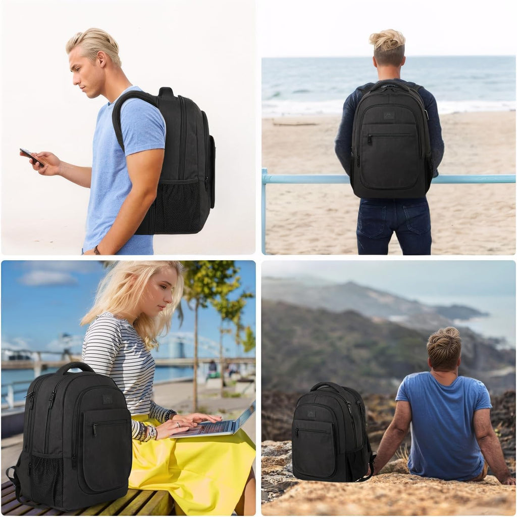 MATEIN Travel Backpack for Men, Expandable Laptop Backpack, Anti Theft Business Computer Bag Fit 15.6 Inch Laptop, Water Resistant College School Bookbag for Men Women, Black