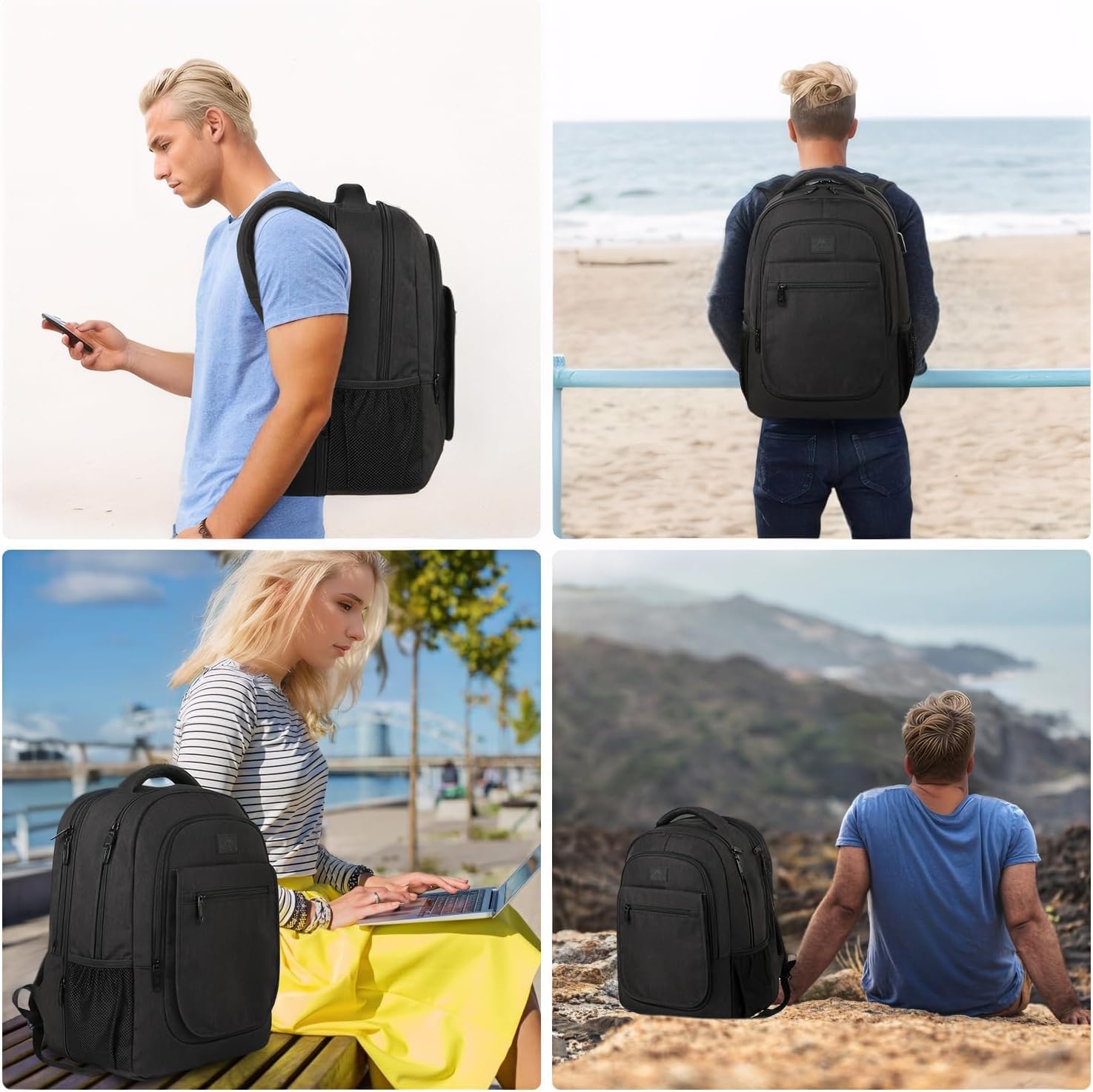 MATEIN Travel Backpack for Men, Expandable Laptop Backpack, Anti Theft Business Computer Bag Fit 15.6 Inch Laptop, Water Resistant College School Bookbag for Men Women, Black
