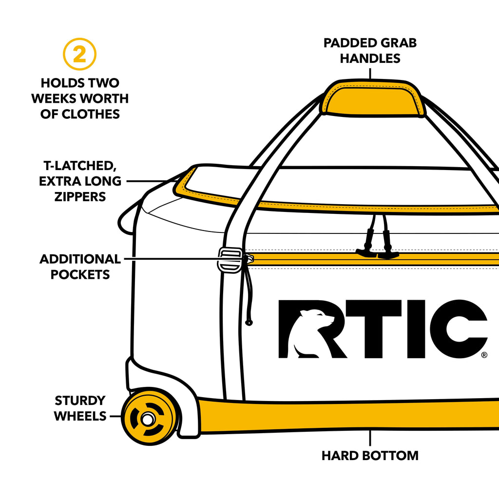 RTIC Road Trip Rolling Duffle Bag with Wheels for Men and Women, Traveling Tote for Camp, Travel, Gym, Weekender, Camping, Overnight Carry On, Sports, Spacious, Water Resistant, Large, Trailblazer