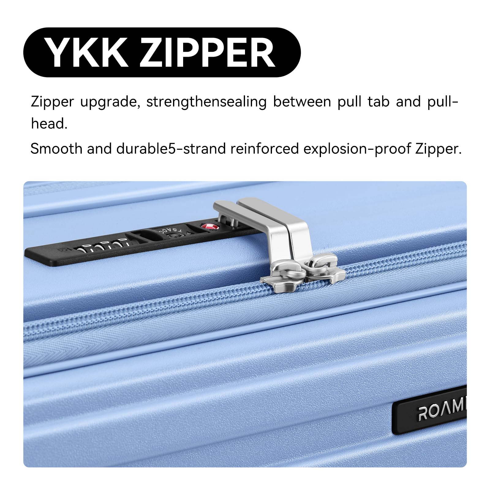 ROAMING 24 Inch Checked Luggage TOP Opening Rolling Suitcase PC hard sided luggage with Spinner Wheels Cup Holder Tsa Lock Specially Designed Ergonomic Pull Rod Handle for Travel Woman Men Blue