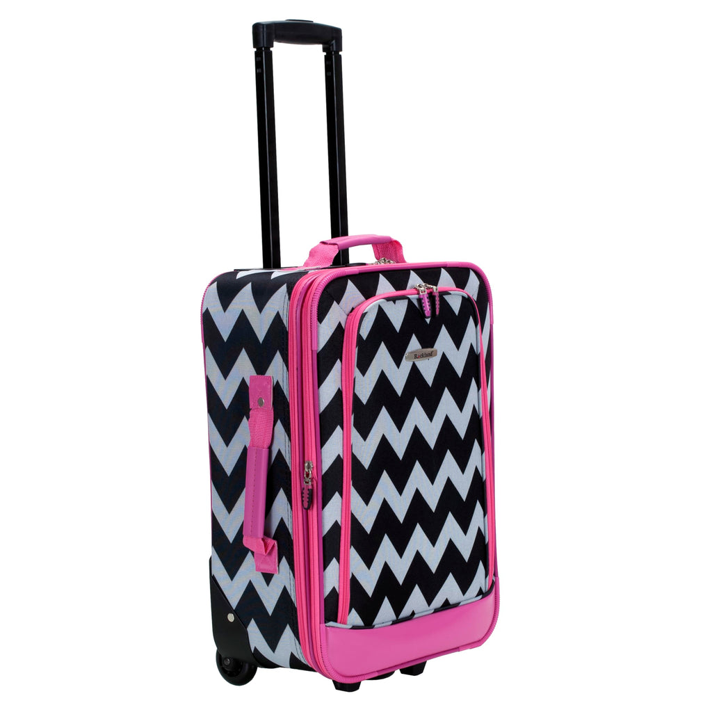 Rockland Fashion Softside Upright Luggage Set, Expandable, Pink Chevron, 2-Piece (14/19)