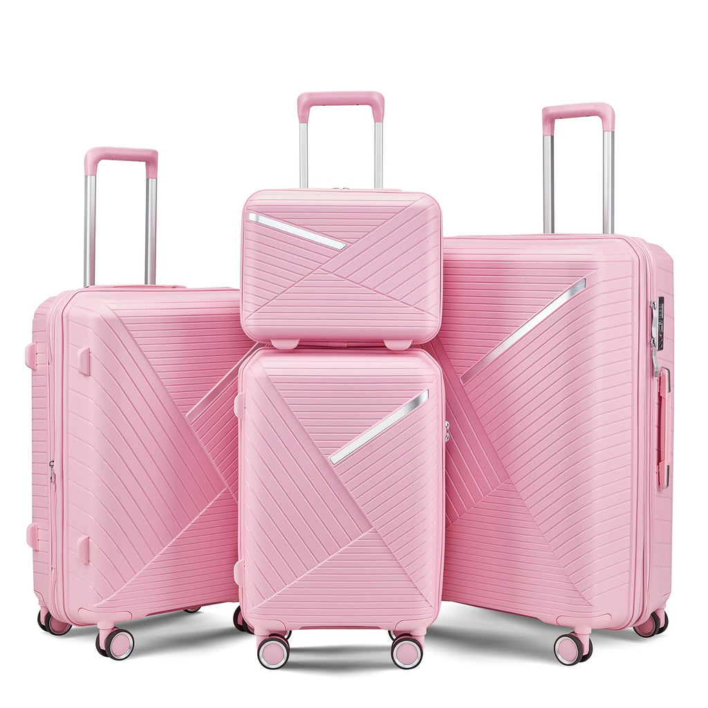 MWrouqfur Hard Shell Luggage Sets 4 Piece with 360 Spinner Wheels,Lightweight Suitcase Set with TSA Lock,Travel Luggage Set with Telescoping Handle,Light and Strong,Easy to Clean (Pink 2)