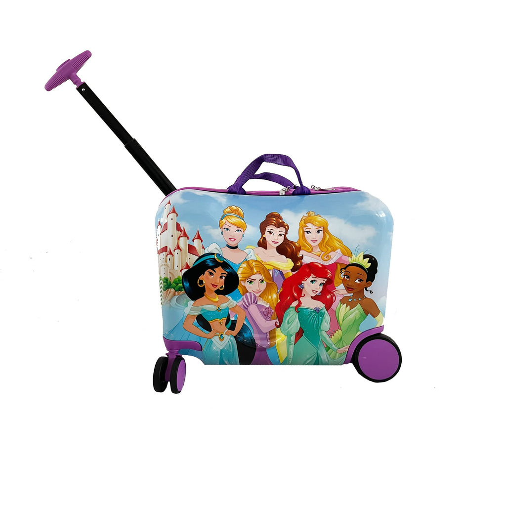 Fast Forward Disney Princess Ride on Suitcase for Kids, 18'' Toddler Carry-On Luggage With Wheels, Cute Lightweight Kids Travel Suitcase Trolley