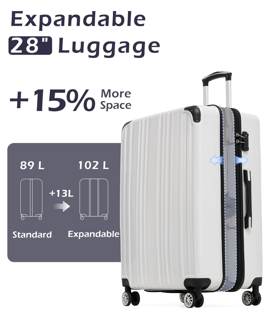 Coolife Luggage, Suitcase with Durable and Lightweight, Large Checked Luggage with PC+ABS Hardshell Expandable, Dual Spinner Wheels, TSA Lock, and YKK Zipper (orange new, L(28in))
