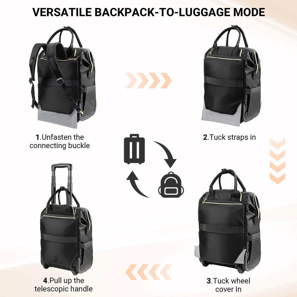 Star Cloud Rolling Backpack for Women,Dual-Opening Carry On Backpack with Wheels,Wheeled Laptop Backpack with Lock,USB & Type-C Charging Port, Softside Roller Backpack for Travel College Business Work