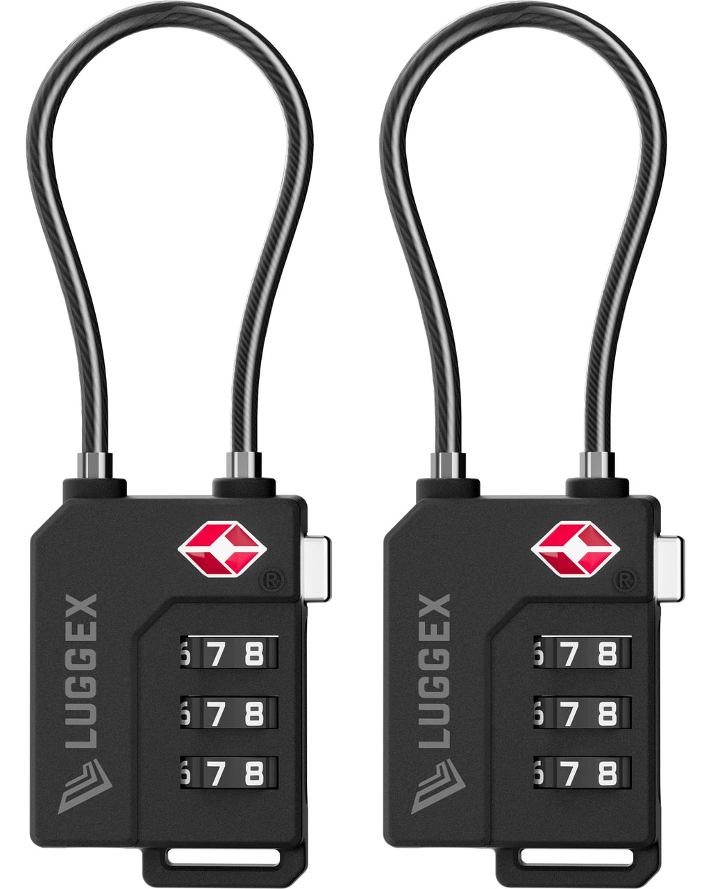 LUGGEX TSA Locks for Luggage, Suitcase Locks TSA Approved, Luggage Locks, Ease of Use & Durable(Black,2 Pack)