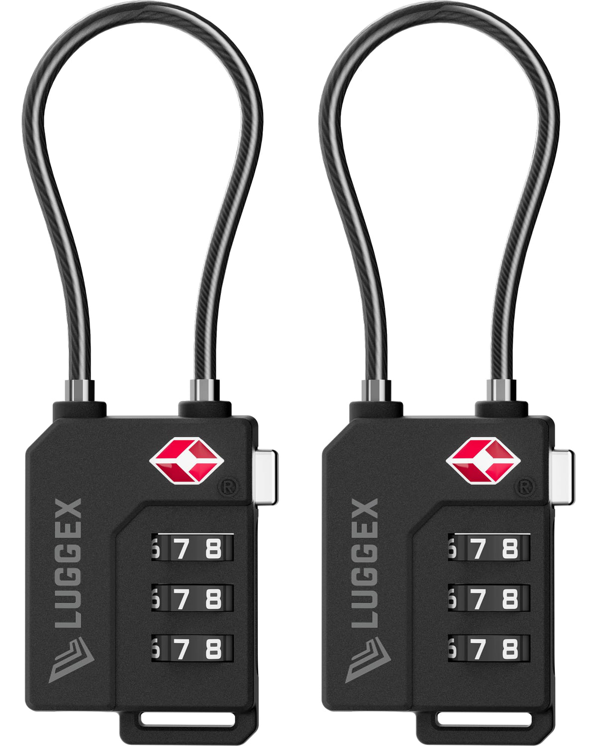 LUGGEX TSA Locks for Luggage, Suitcase Locks TSA Approved, Luggage Locks, Ease of Use & Durable(Black,2 Pack)