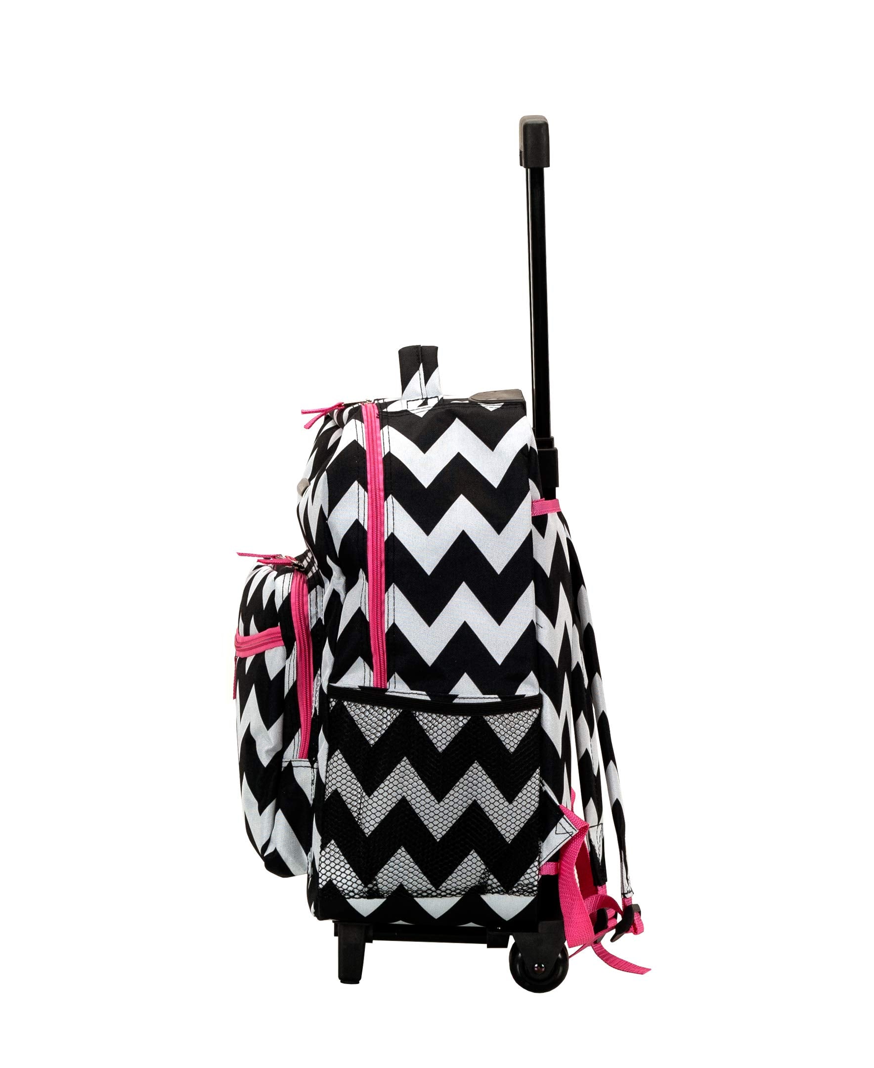 Rockland 17" Rolling Backpack, Pinkchevron, One Size