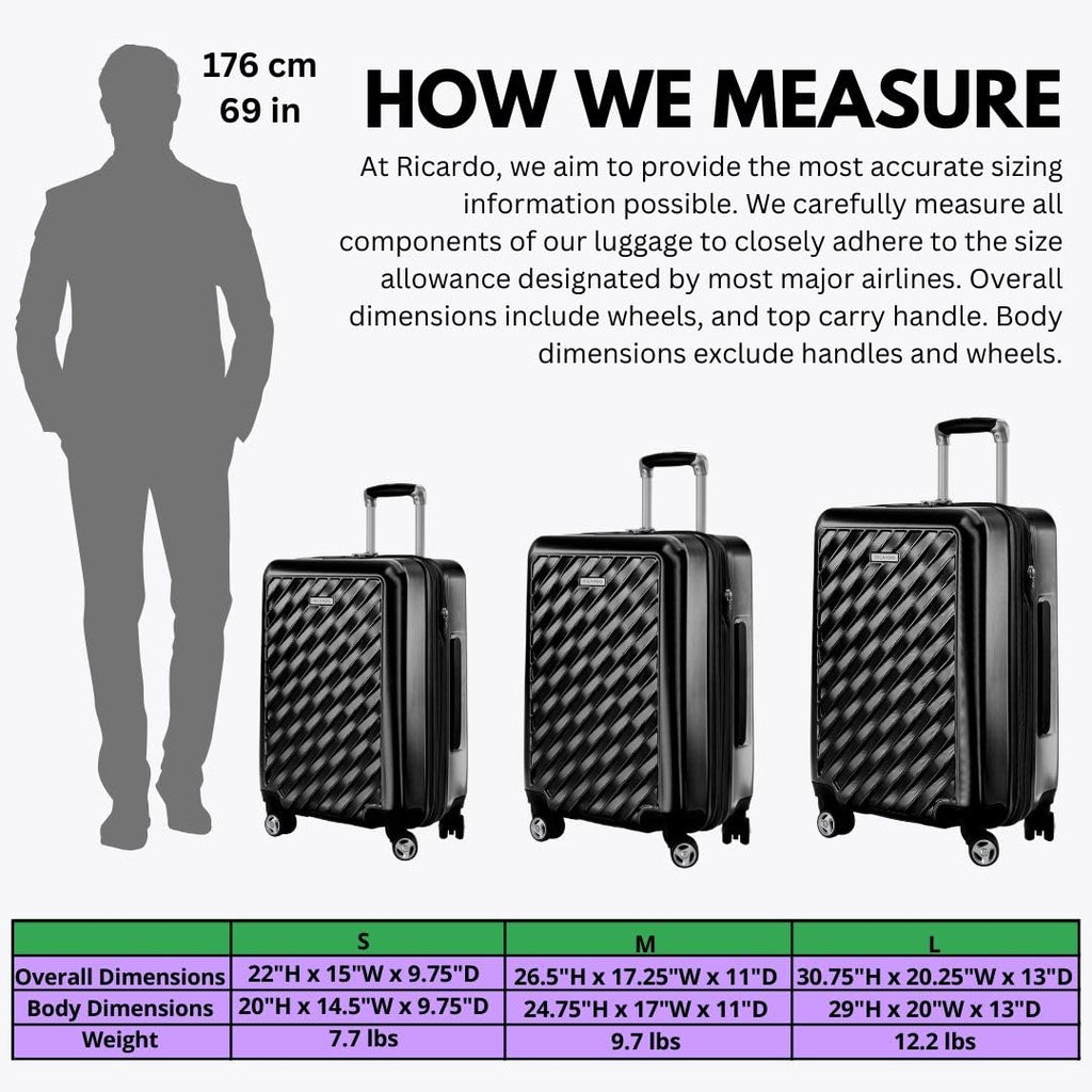 Ricardo Beverly Hills Melrose Hardside Expandable Luggage with Lightweight Construction for Smooth Traveling, Stylish, Durable, and Spacious, Men and Women, Black, Check-In Large 29-Inch