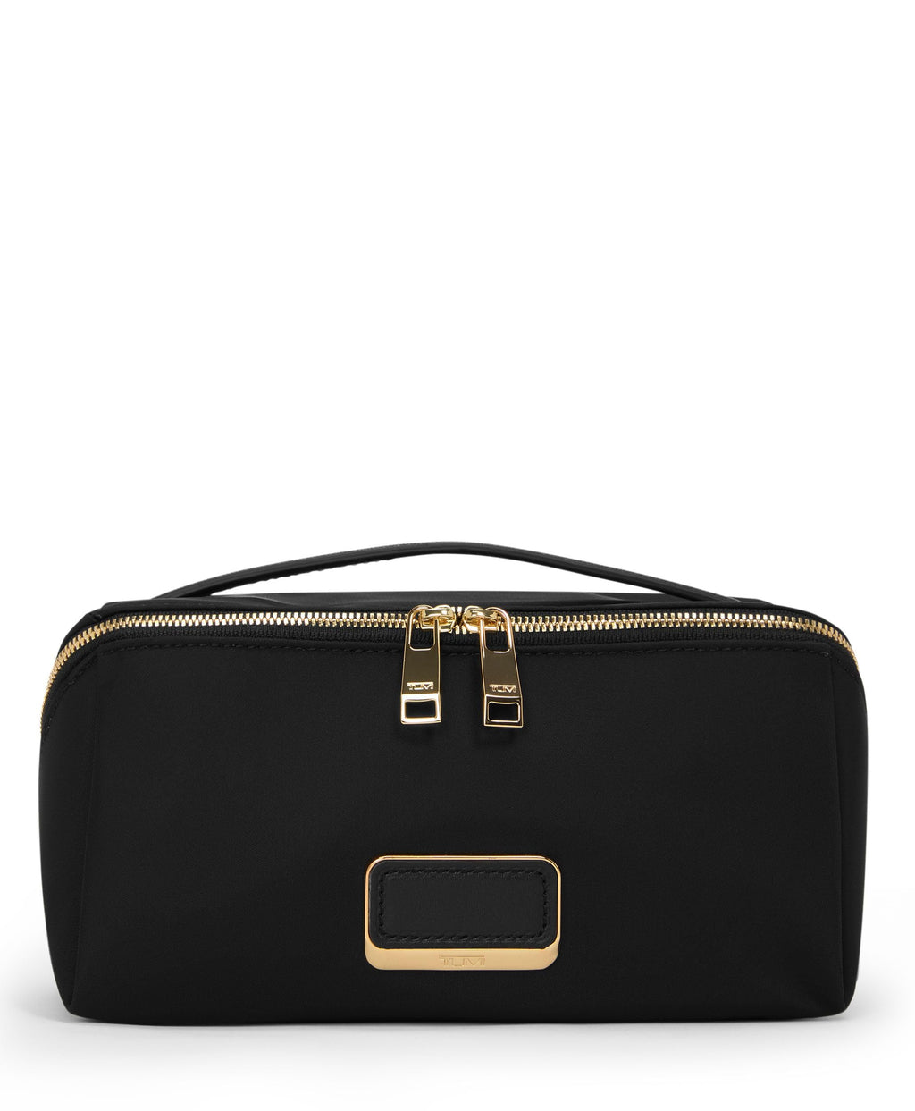 TUMI - Voyageur Dallas Cosmetic Bag - Lay-Flat Travel Makeup Organizer - Packable Travel Kit - Black with Gold Hardware