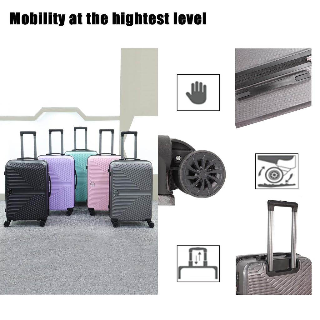OMBRY Luggage Set 3 Pieces -Suitcase Set - Luggage with Wheels - Check-in Luggage - PC + ABS Durable Suitcase Rotating Silent Wheels 3-Piece 20/24/28 Mint Green (grey)