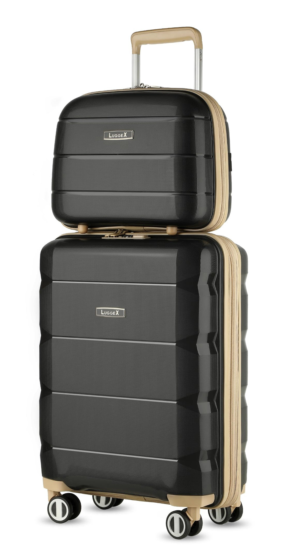 LUGGEX Carry on Luggage with Spinner Wheels, Lightweight Suitcase 2 Piece, Expandable (Grey, 14/20)