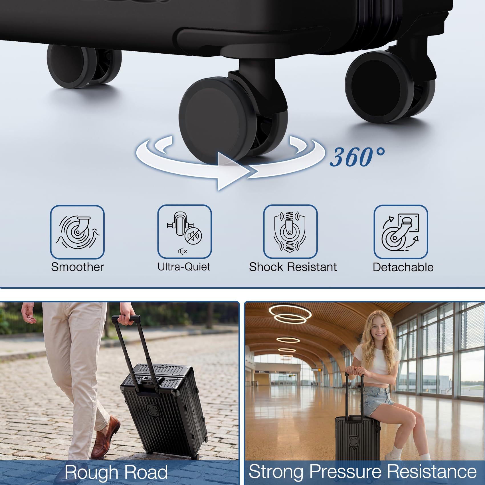 Krute No Zipper Carry On Luggage 20 Inch Suitcase with Wheels PC Aluminum Frame Zipperless Luggages with Cup Holder and Charger Hard Side TSA Approved Travel Suitcases