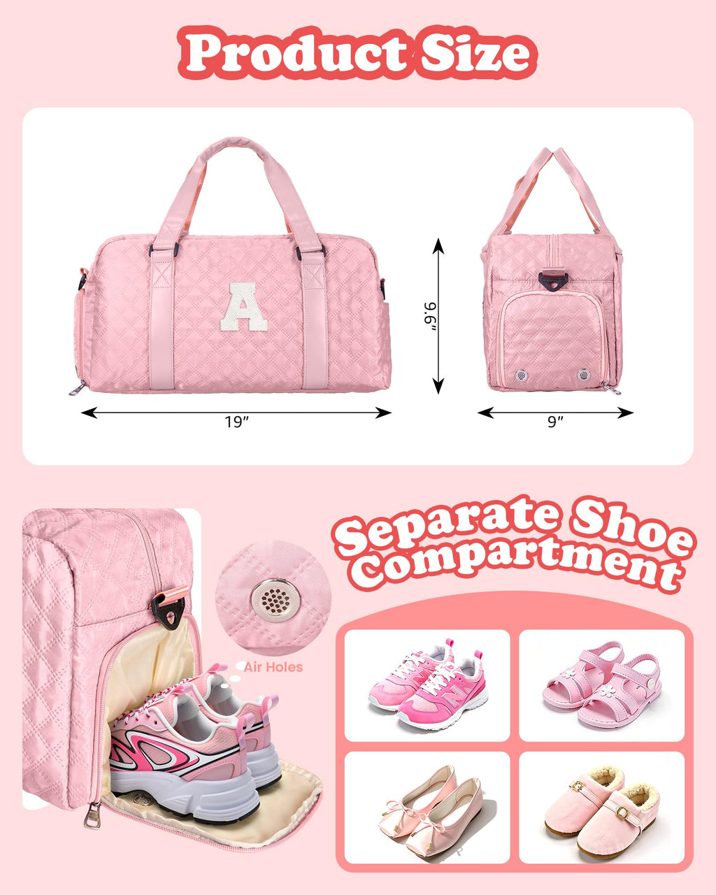 Elilier Easter Gifts for Women Girls, Travel Duffle Bag: Personalized Weekender Dance Cheer bag Sports for Girl, Gymnastics Bags, Birthday Gifts for Women Girls Kids Teens