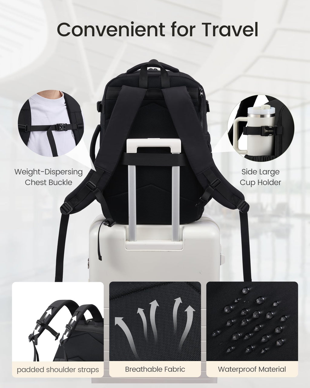 LOVEVOOK 40L Travel Backpack for Women & Men, TSA Approved Carry On Backpack with 3 Packing Cubes, Waterproof Personal Item Bag Fits 17" Laptop, Weekender Essentials Overnight Backpack for Trip