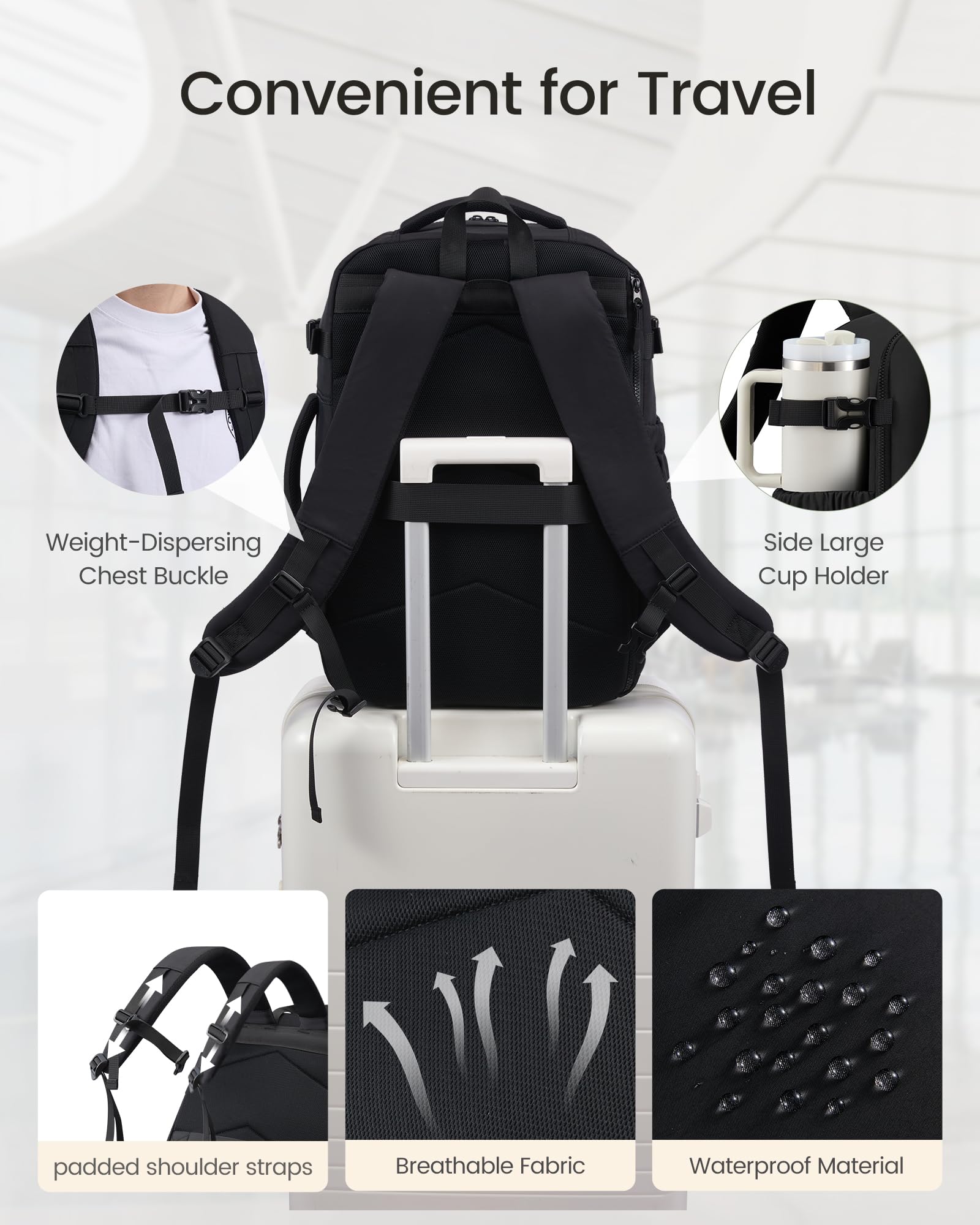 LOVEVOOK 40L Travel Backpack for Women & Men, TSA Approved Carry On Backpack with 3 Packing Cubes, Waterproof Personal Item Bag Fits 17" Laptop, Weekender Essentials Overnight Backpack for Trip
