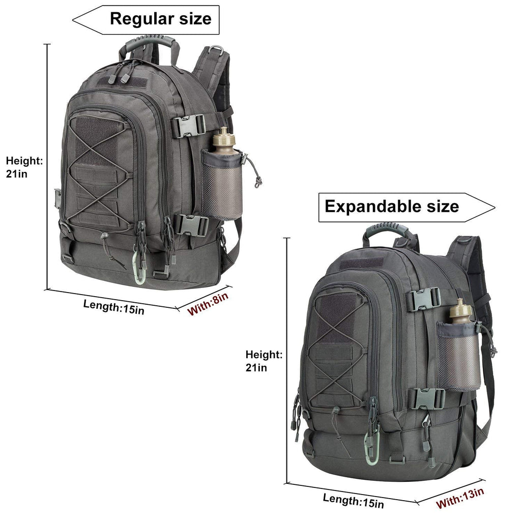 Military Expandable Travel Backpack Tactical Waterproof Work Backpack for Men(GRAY)