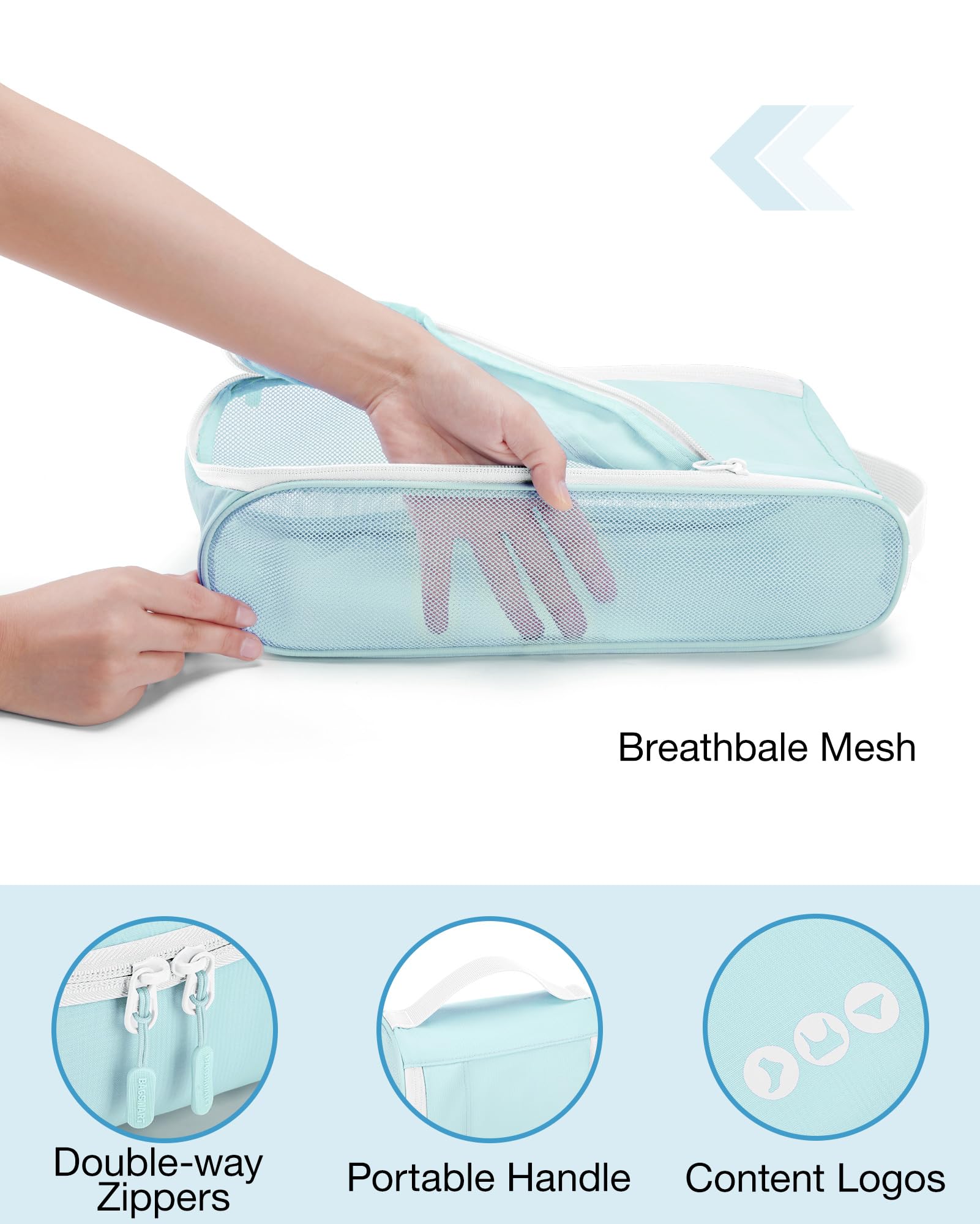 BAGSMART Keep Shape Packing Cubes for Travel, 6 Set Travel Cubes for Packing, Lightweight Suitcase Organizer Bags Set for Travel Essentials Sky Blue
