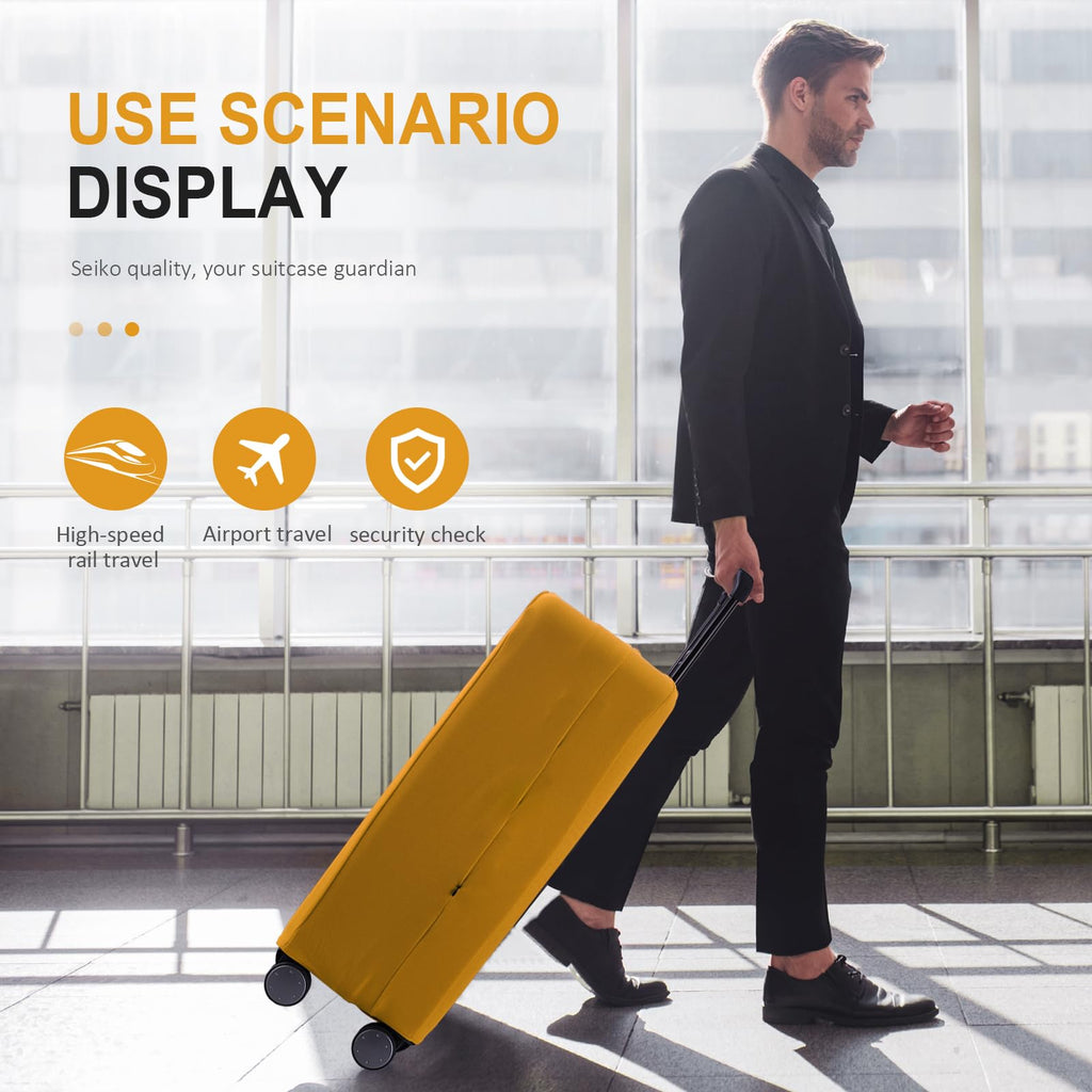 RainVillage Travel Luggage Cover - Scratch-Resistant Fit 19-31 Inch Suitcase Protector (Yellow, M(24-25 inch))