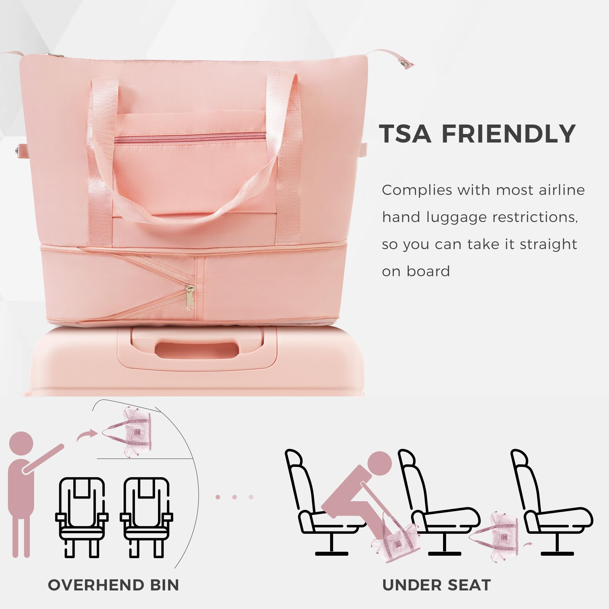 Luggage 5 Pcs, ABS Hardshell Suitcase Spinner Wheels with USB Port TSA Lock