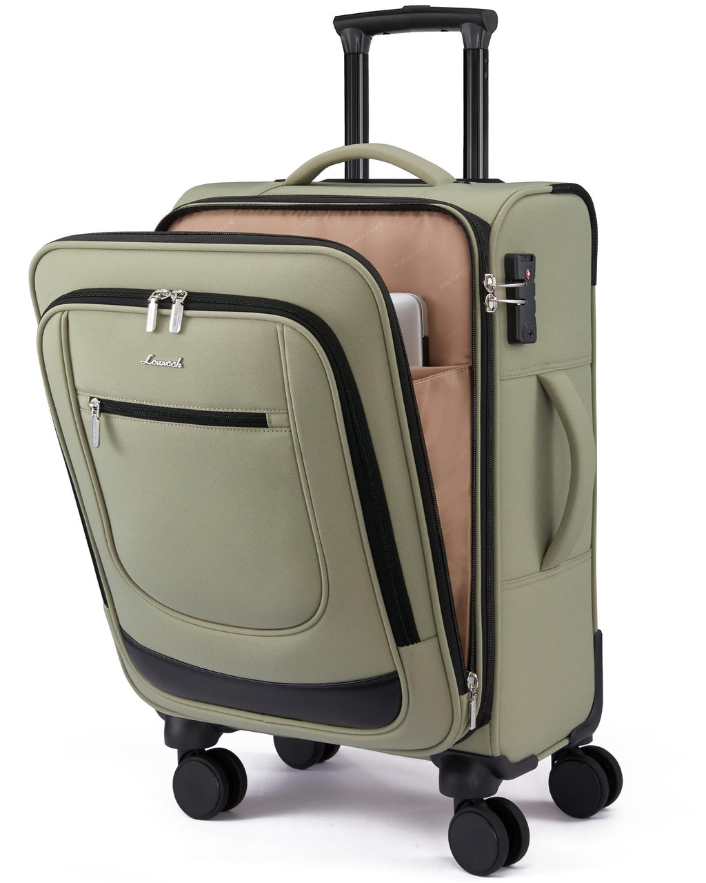 LOVEVOOK Carry On Luggage 22x14x9 Airline Approved, Softside Suitcase with Spinner Wheels for Men Women, 22 Inch Rolling Luggage with TSA Lock Multiple Compartments for Travel Business Trip