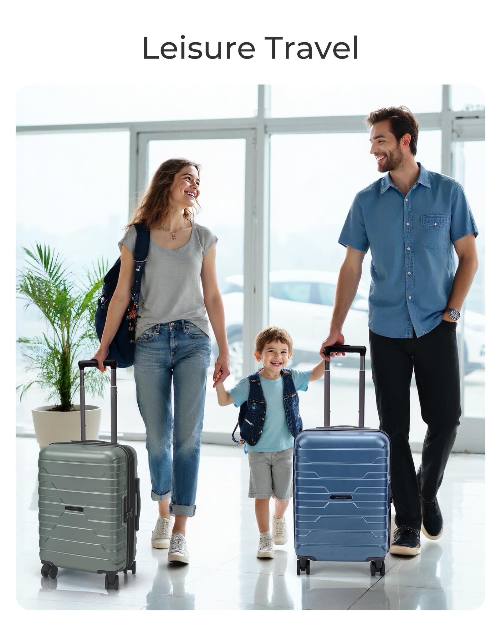 BAGSMART Carry On Luggage 22x14x9 Airline Approved with Spinner Wheels,Lightweight 20 Inch Luggage with TSA Lock,Expandable Hard Shell Carry On Suitcases for Men Women,Pine Green