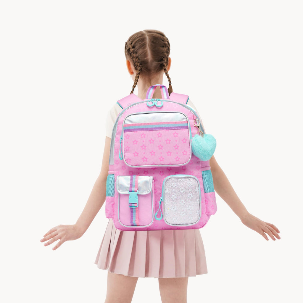 Meetbelify Backpack with Wheels for Girls Rolling Backpack Cute Carry on Backpack for Elementary Student