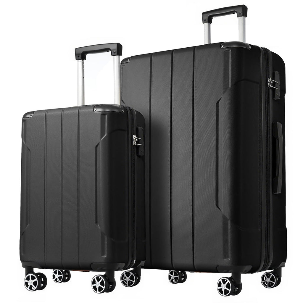 Zentrava 2 Piece Luggage Sets, 20/28 Inch ABS Hardside Spinner Wheels Suitcase Set with TSA Lock, Durable Lightweight Expandable Luggage for Men Women (Black, 2-Piece Set)