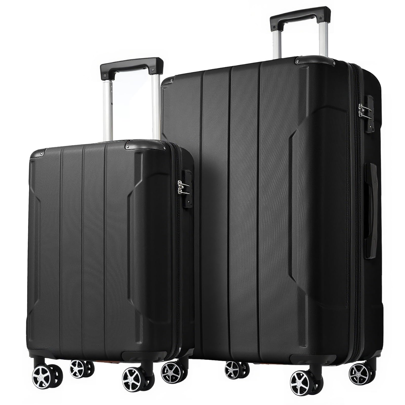 Zentrava 2 Piece Luggage Sets, 20/28 Inch ABS Hardside Spinner Wheels Suitcase Set with TSA Lock, Durable Lightweight Expandable Luggage for Men Women (Black, 2-Piece Set)