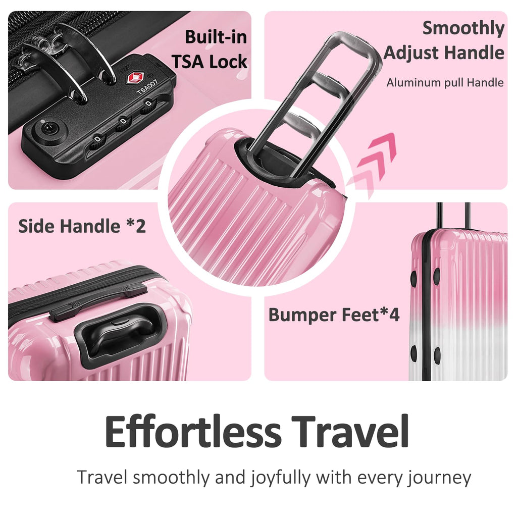 VIVIcity Carry on Luggage 2 Sets(20in/24in) with Spinner Wheels, Lightweight PC+ABS Hard Shell Suitcases, Expandbale Storage & TSA Aprovel Lock
