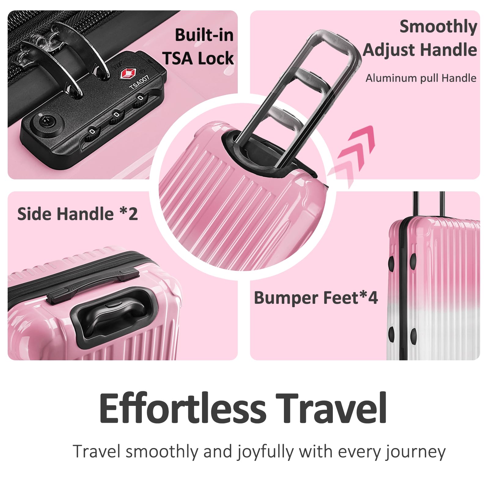 VIVIcity Carry on Luggage 2 Sets(20in/24in) with Spinner Wheels, Lightweight PC+ABS Hard Shell Suitcases, Expandbale Storage & TSA Aprovel Lock