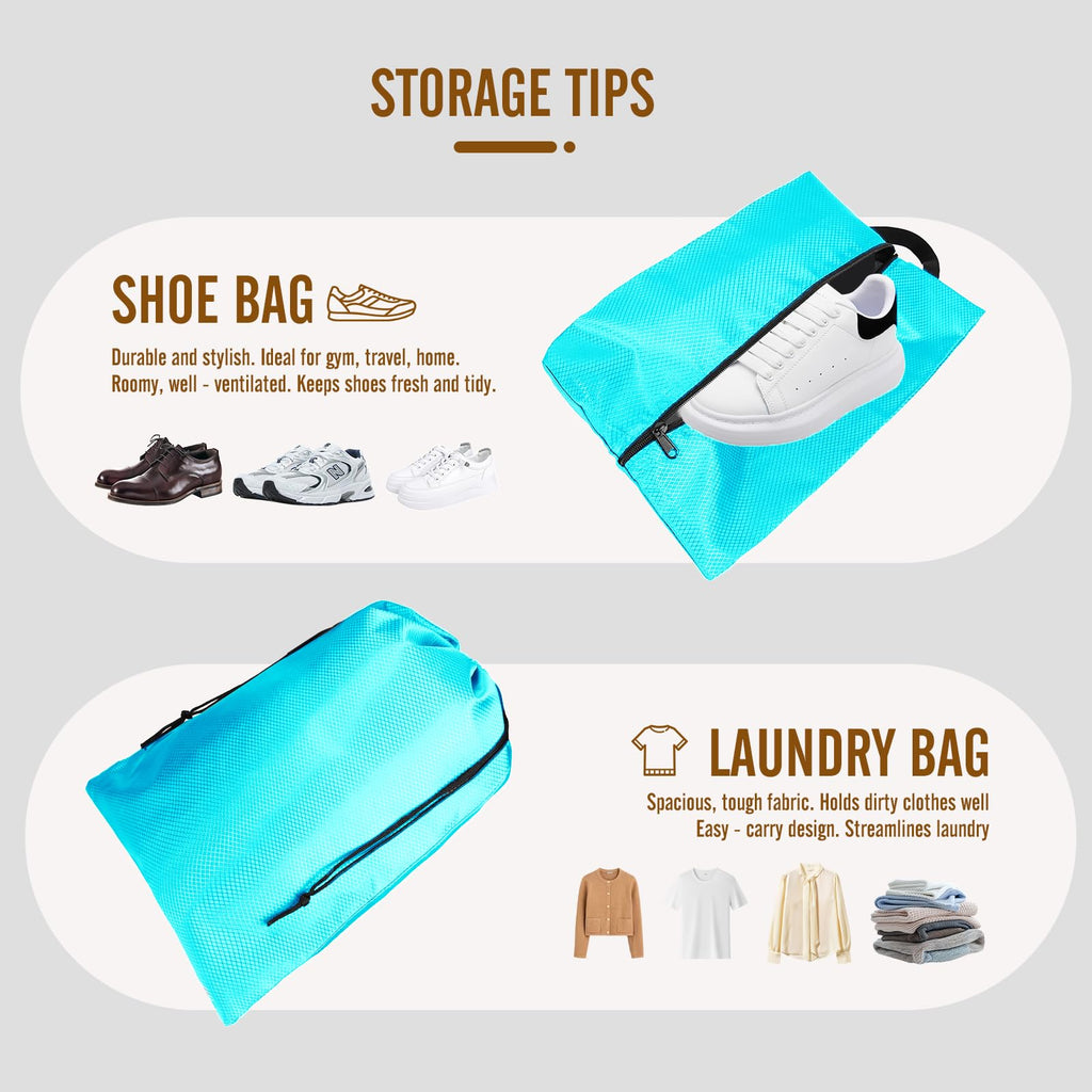 8 Set Compression Packing Cubes for Travel, Expandable Luggage Organizer with Shoe Bag & Laundry Bag - Lightweight Suitcase & Backpack Travel Essentials (Sky Blue)