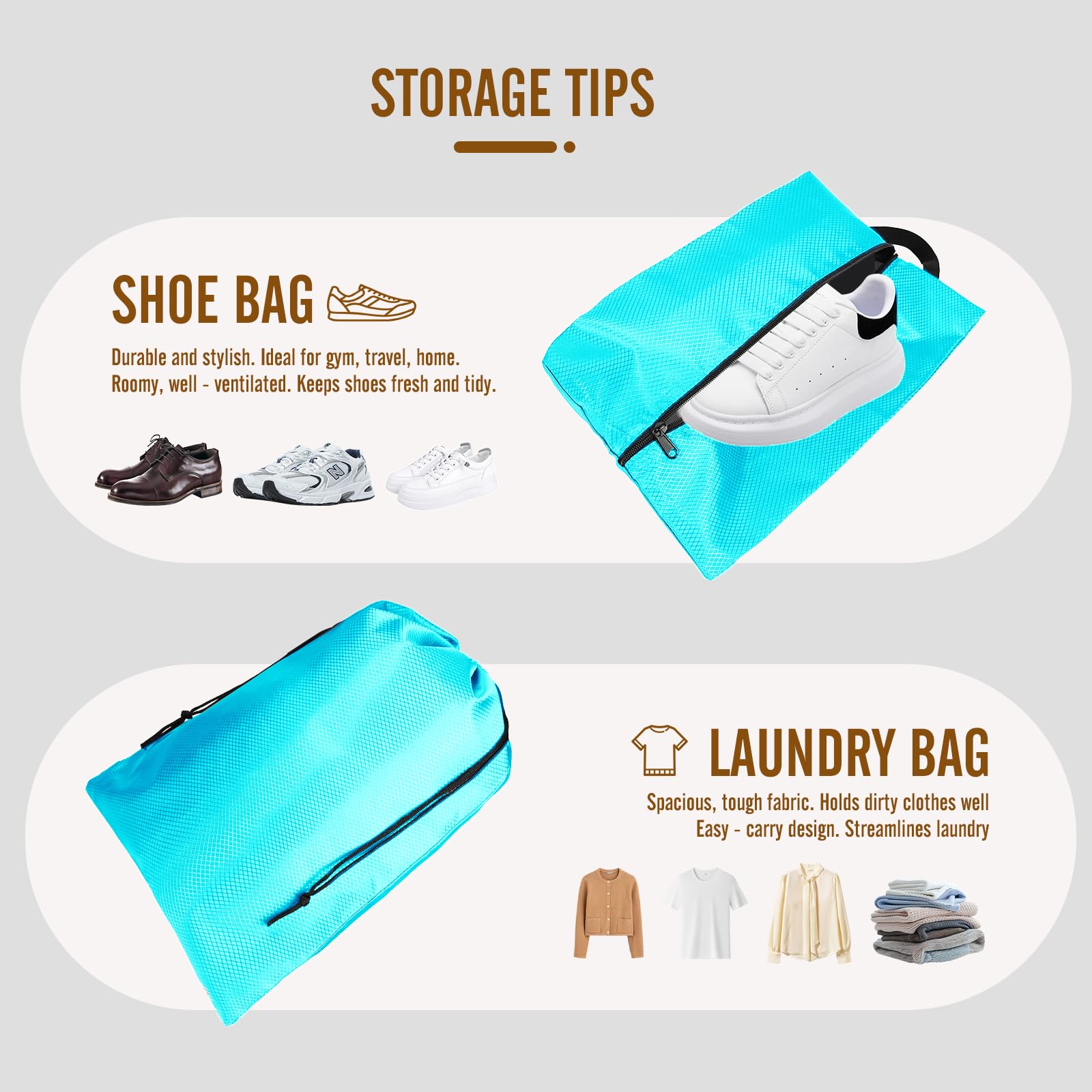 8 Set Compression Packing Cubes for Travel, Expandable Luggage Organizer with Shoe Bag & Laundry Bag - Lightweight Suitcase & Backpack Travel Essentials (Sky Blue)