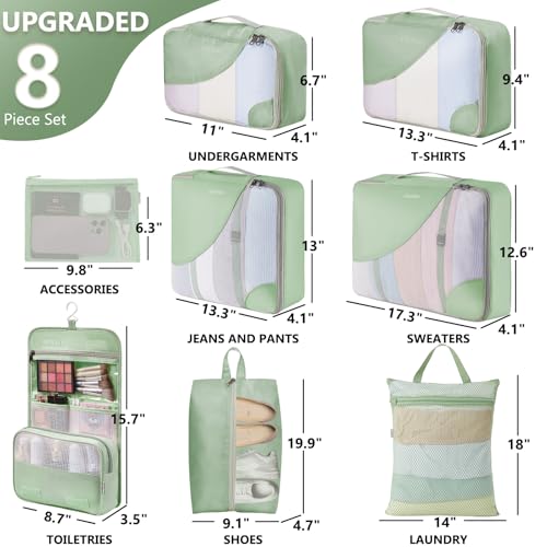 8 Set Packing Cubes for Travel, Gifts for Women Mom,Anti-Tearing Suitcase Organizer,OlarHike Vacation Essentials & Accessories for Cruise Ship