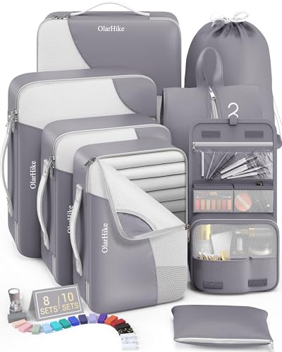 8 Set Packing Cubes for Travel, Grey