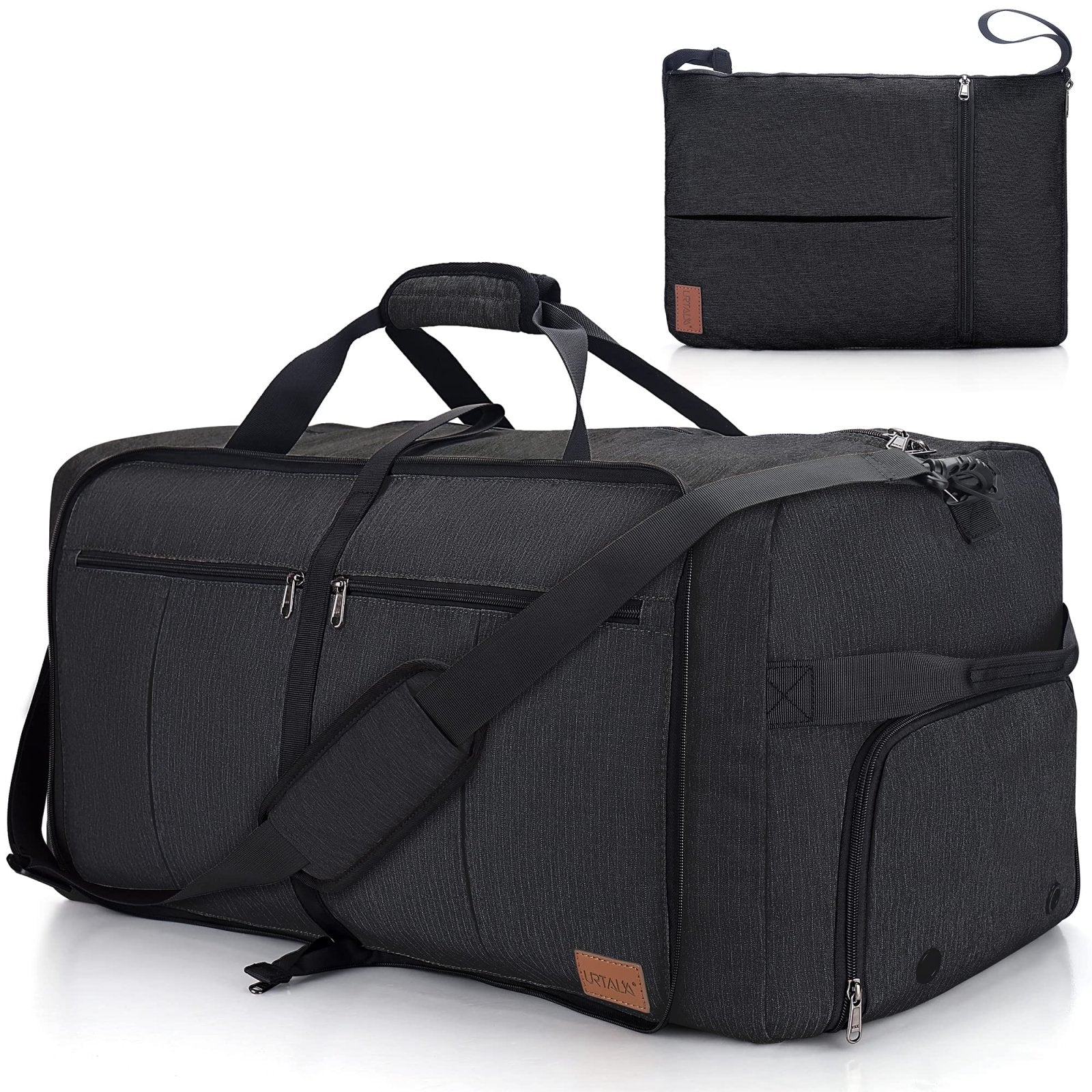 80L EXTRA LARGE Duffle Bag for Travel, 26" Foldable Travel Duffel Bag with Shoe Compartment for Men Women, Waterproof & Tear Resistant (Black, EXTRA LARGE, 80L)