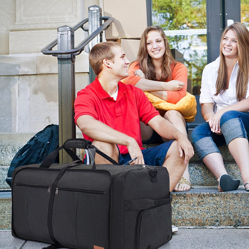 80L EXTRA LARGE Duffle Bag for Travel, 26" Foldable Travel Duffel Bag with Shoe Compartment for Men Women, Waterproof & Tear Resistant (Black, EXTRA LARGE, 80L)