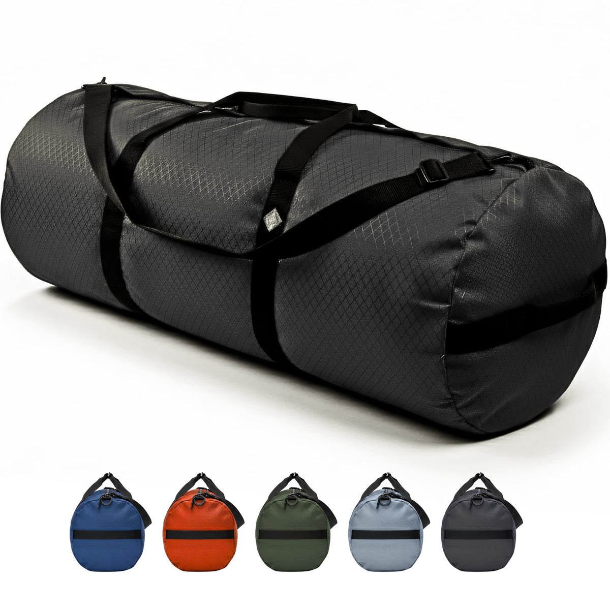 NorthStarSports Diamond Ripstop Big XL Duffle Bags, Ultra Tough & Tear Resistant, Reinforced Stitching, Weatherproof, Packable Foldable Duffle Bag for Traveling (18" x 42" 175L, Black)