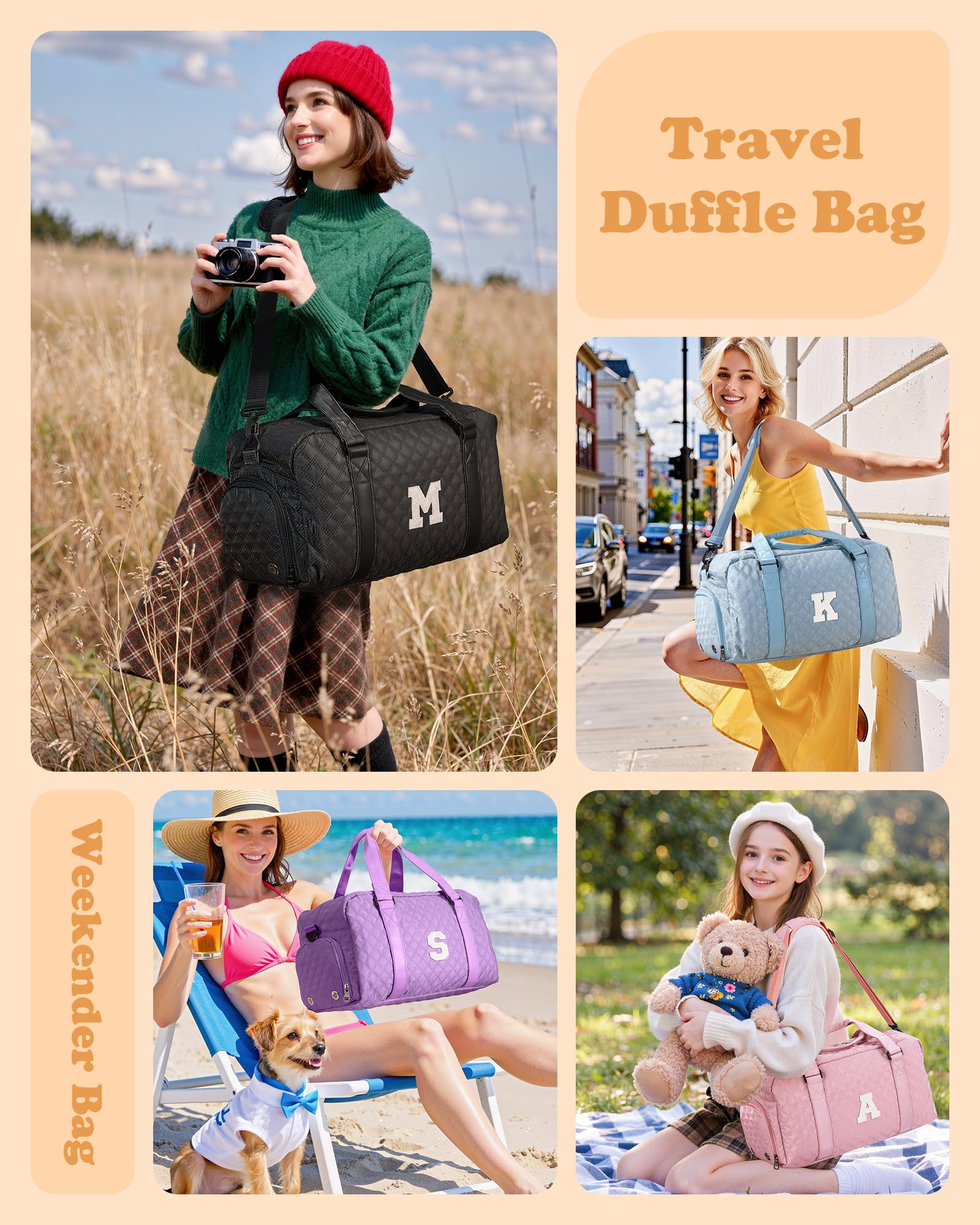 Elilier Easter Gifts for Women Girls, Travel Duffle Bag: Personalized Weekender Dance Cheer bag Sports for Girl, Gymnastics Bags, Birthday Gifts for Women Girls Kids Teens