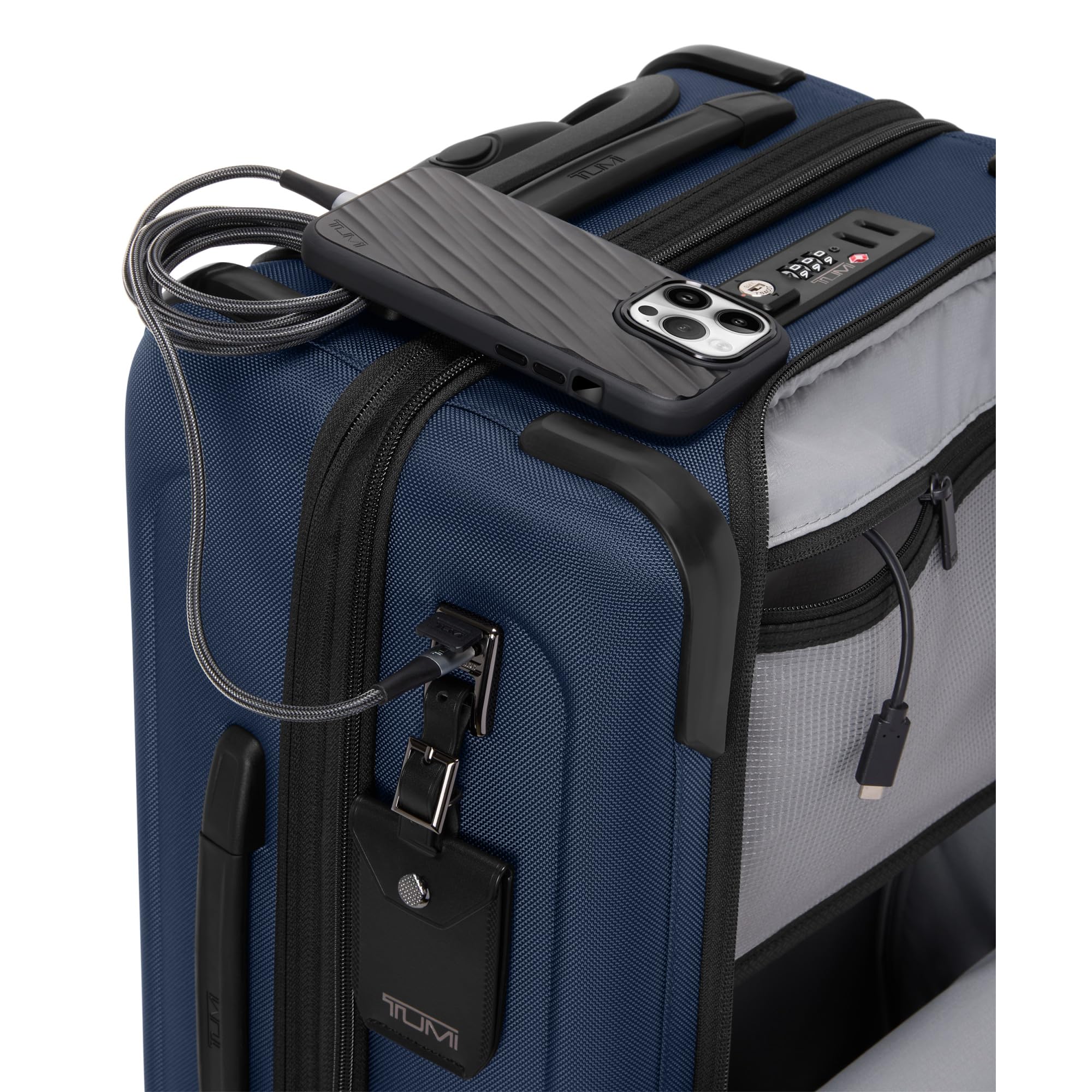 TUMI - Alpha Dual Access 4-Wheeled Carry-On - Expandable, Durable and Lightweight Luggage - Navy