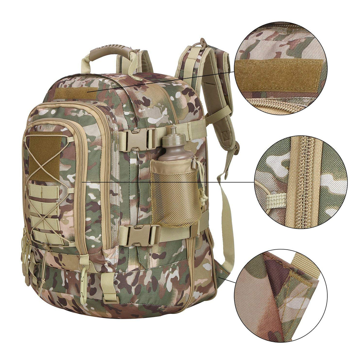 Military Expandable Travel Backpack Tactical Waterproof Work Backpack for Men(OCP)