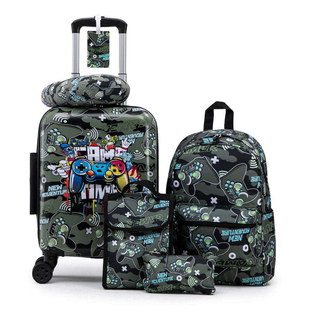Rosamo Kid’s Luggage Set 6 Piece Suitcase Set 16" Hardside Luggage with Spinner Wheels Girls Boys Carry on Luggage Travel Rolling Luggage Airline Approved (Joystick)