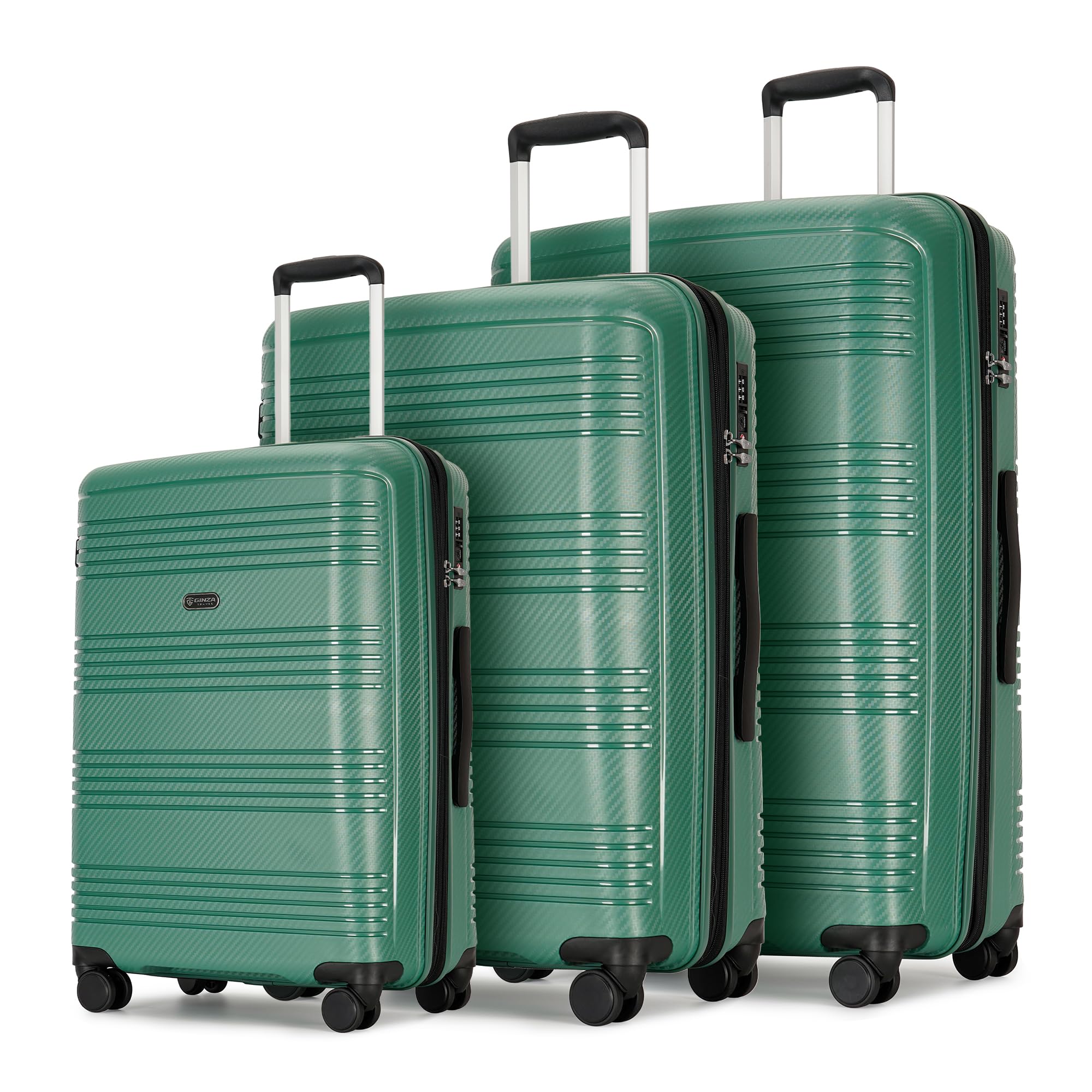 GinzaTravel 4 Piece Hardshell Expandable Luggage Sets with Spinner Wheels TSA Lock,Large Suitcases with Wheels, 20inch 25inch 29inch, Green