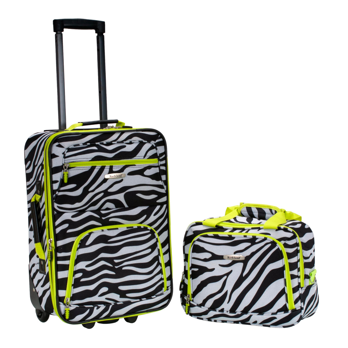 Rockland Fashion Softside Upright Luggage Set, Expandable, Lime Zebra, 2-Piece (14/19)