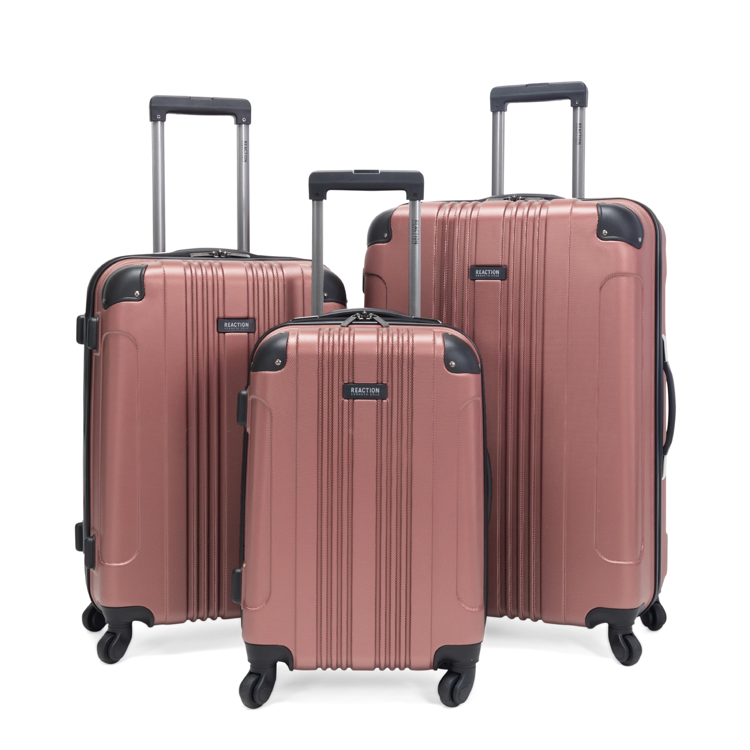Kenneth Cole REACTION Out of Bounds Lightweight Hardshell 4-Wheel Spinner Luggage, Rose Gold, 3-Piece Set (20", 24", & 28")
