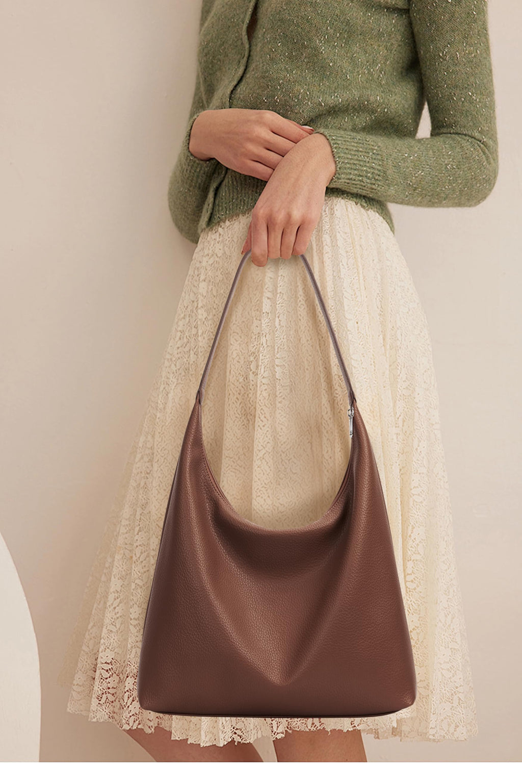 KALIDI Casual Tote Bag Vegan Leather Hobo Zipper Work Bag Weekender Shoulder for Women Shoulder Travel Purse (Dark Coffee)